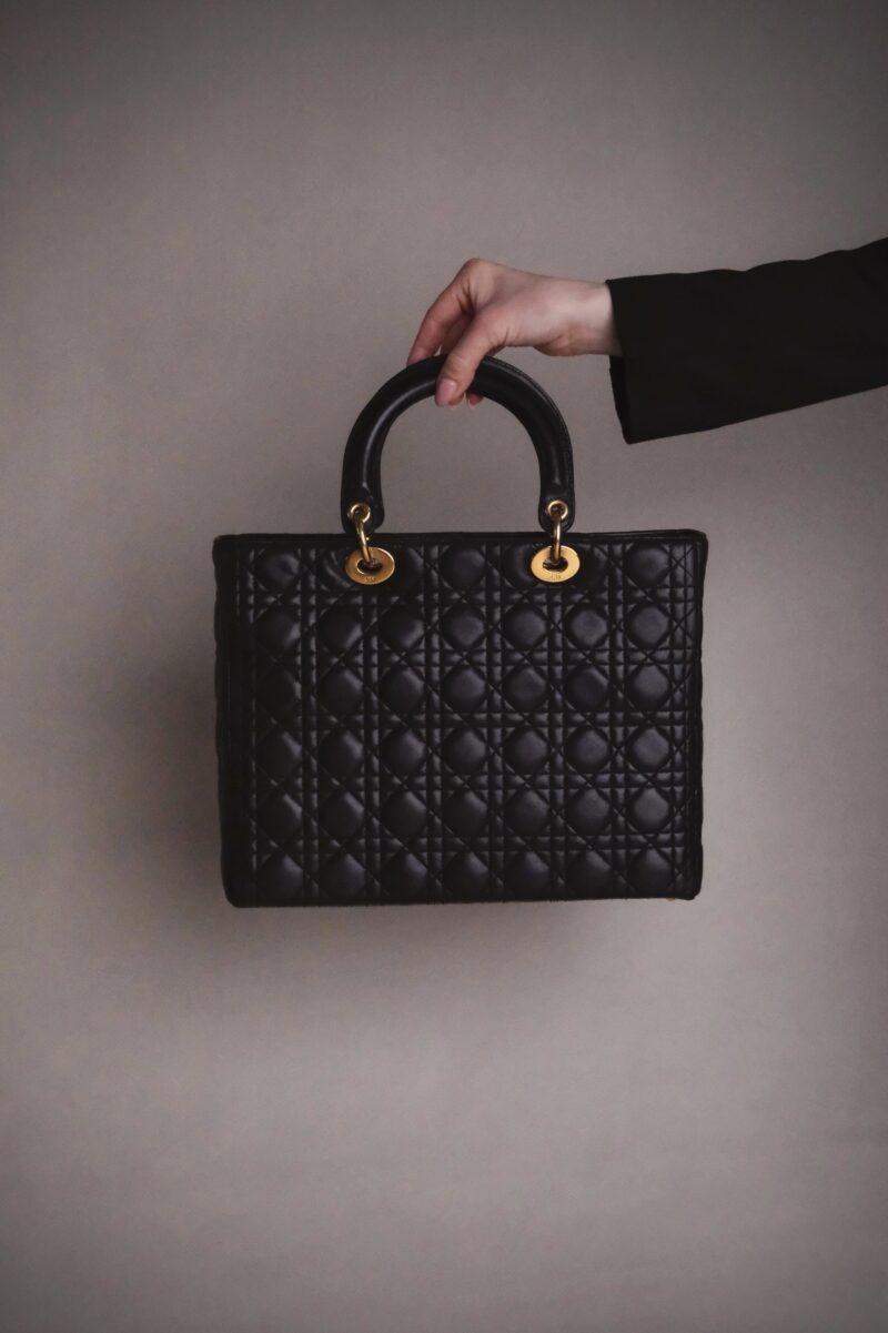 Christian Dior Lady Dior Large Lambskin Handbag