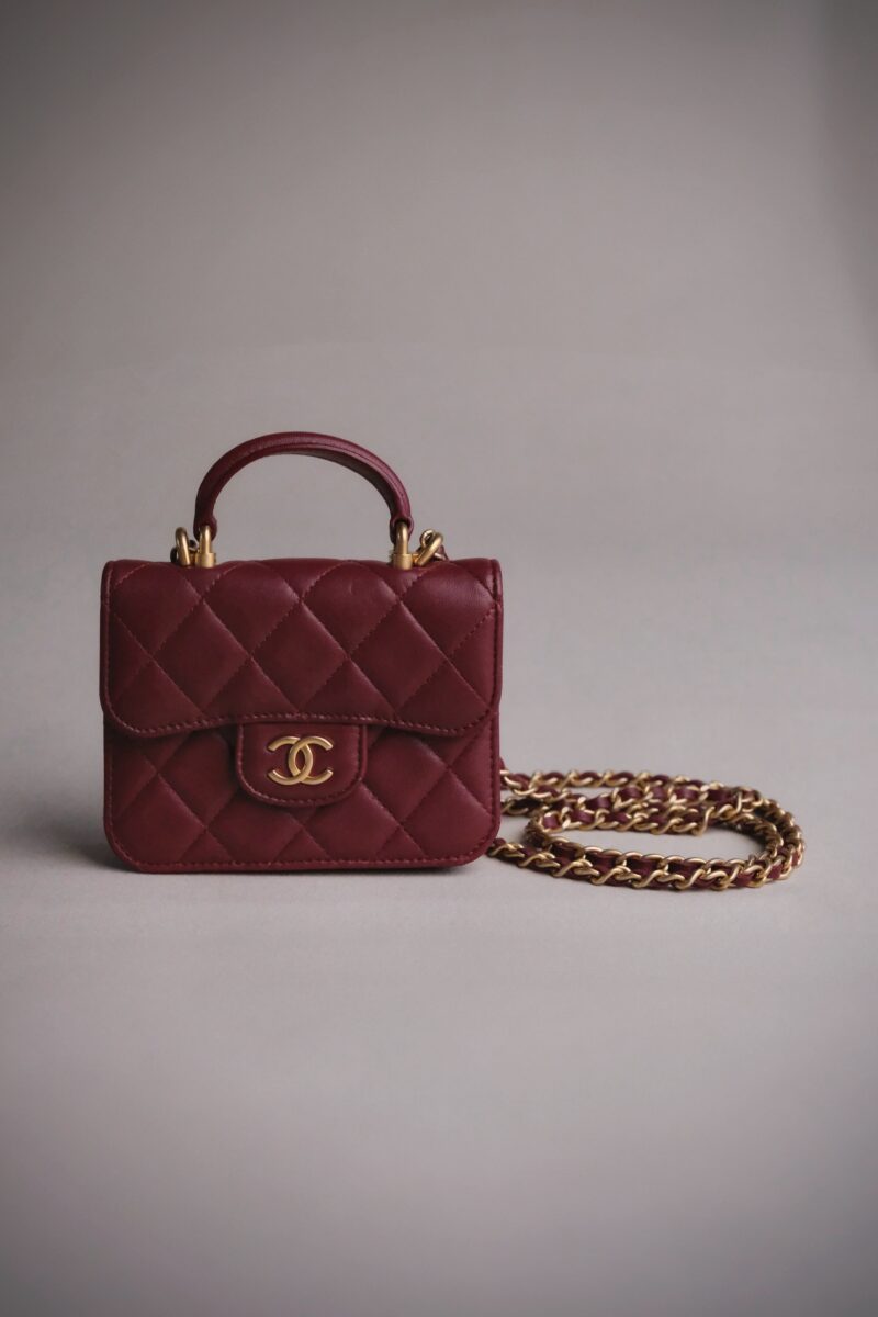 Chanel Mini Top Handle Clutch With Chain